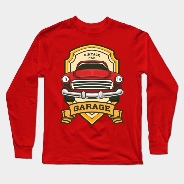 Vintage Car Garage Badge Long Sleeve T-Shirt by Harrisaputra